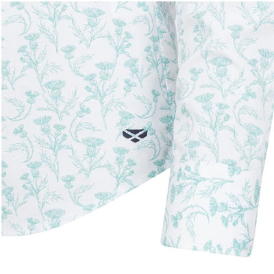 White Hoggs of Fife Ladies Thistle Print Shirt featuring a stylish thistle pattern