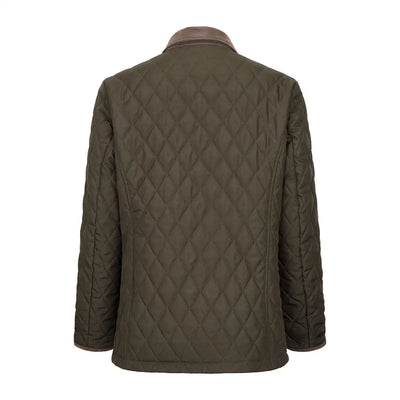 Men’s olive green quilted jacket with brown collar from Fife Ladybank Quilted collection