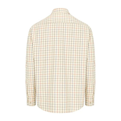 Cream-colored Hoggs of Fife Laird Premier Tattersall Shirt with multicolored grid pattern