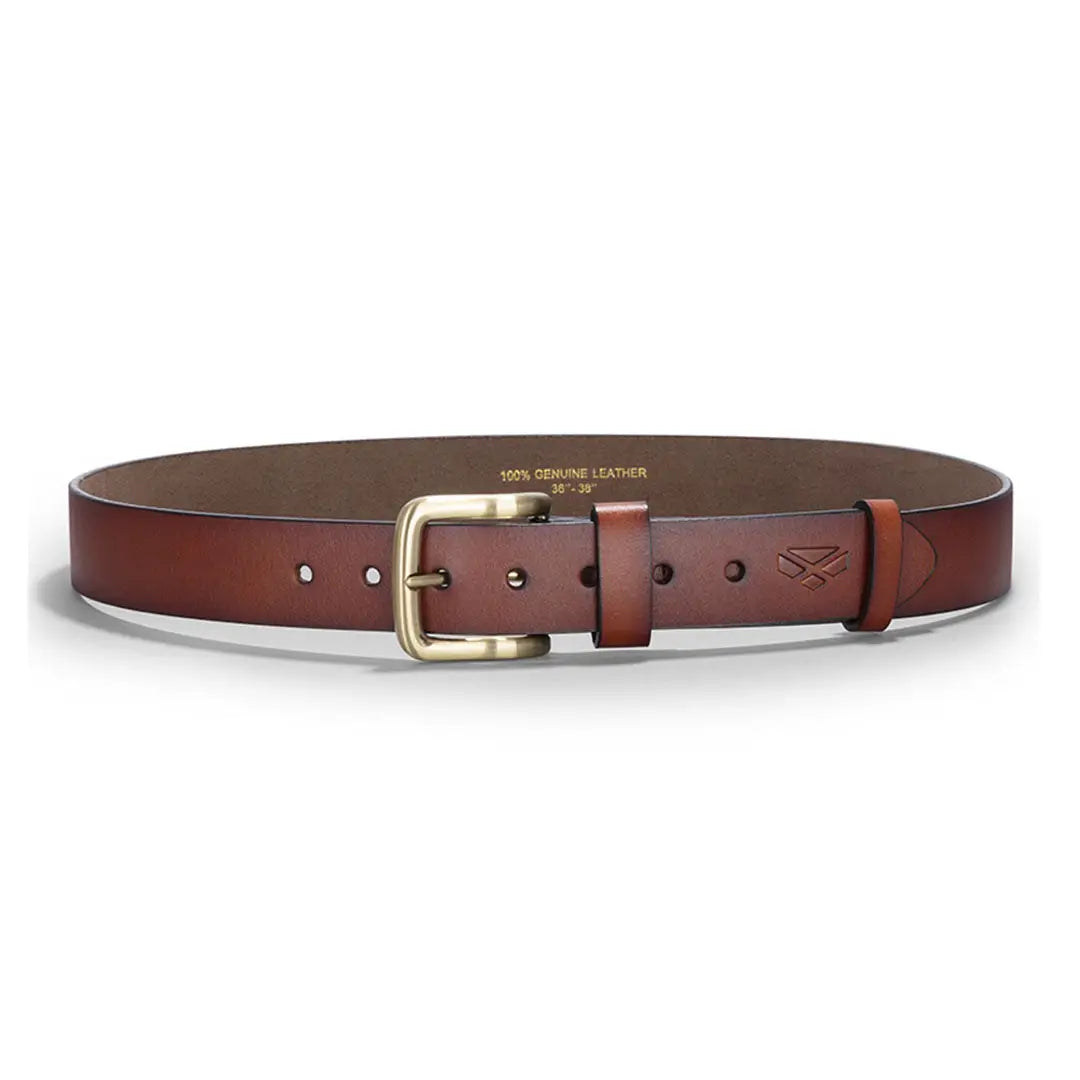 Hoggs Of Fife luxury leather belt with gold buckle, perfect for country fashion ensemble