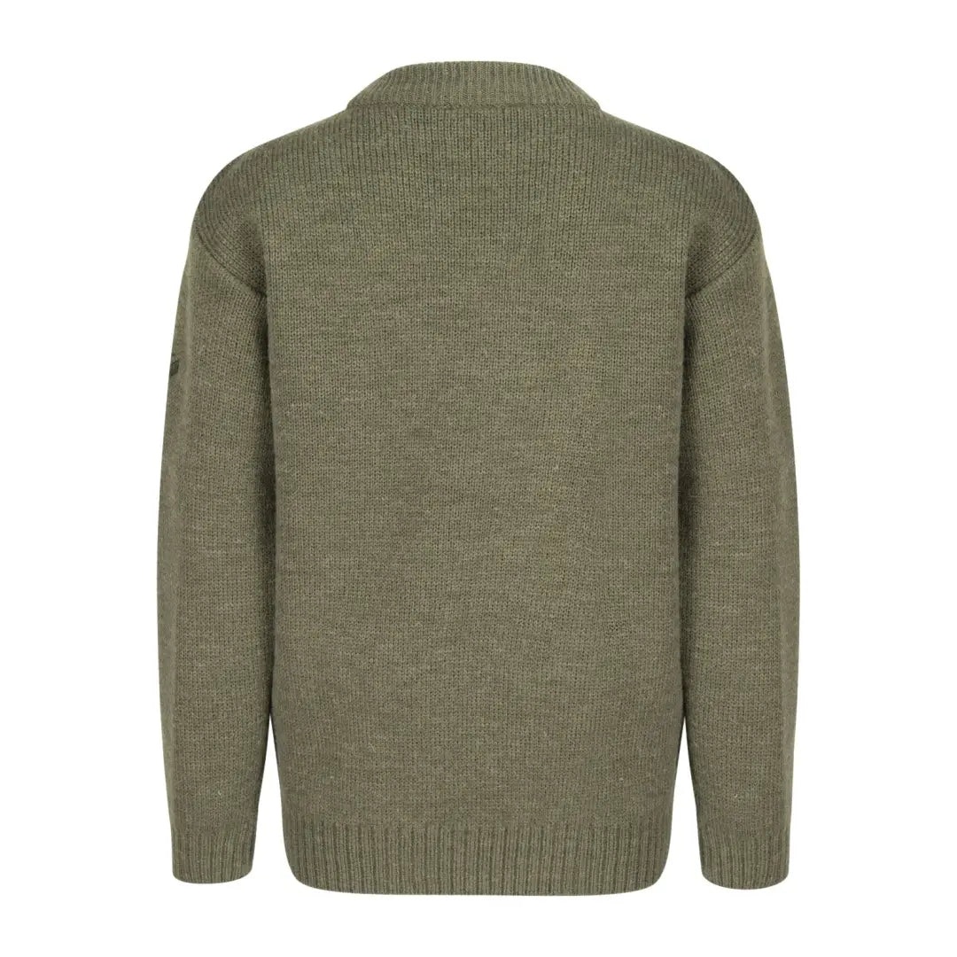 Olive green knit crew neck Fife Melrose Junior Pullover for stylish kids