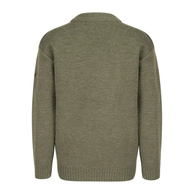 Olive green knit crew neck Fife Melrose Junior Pullover for stylish kids