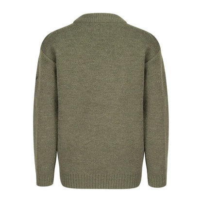 Olive green knit crew neck Fife Melrose Junior Pullover for stylish kids