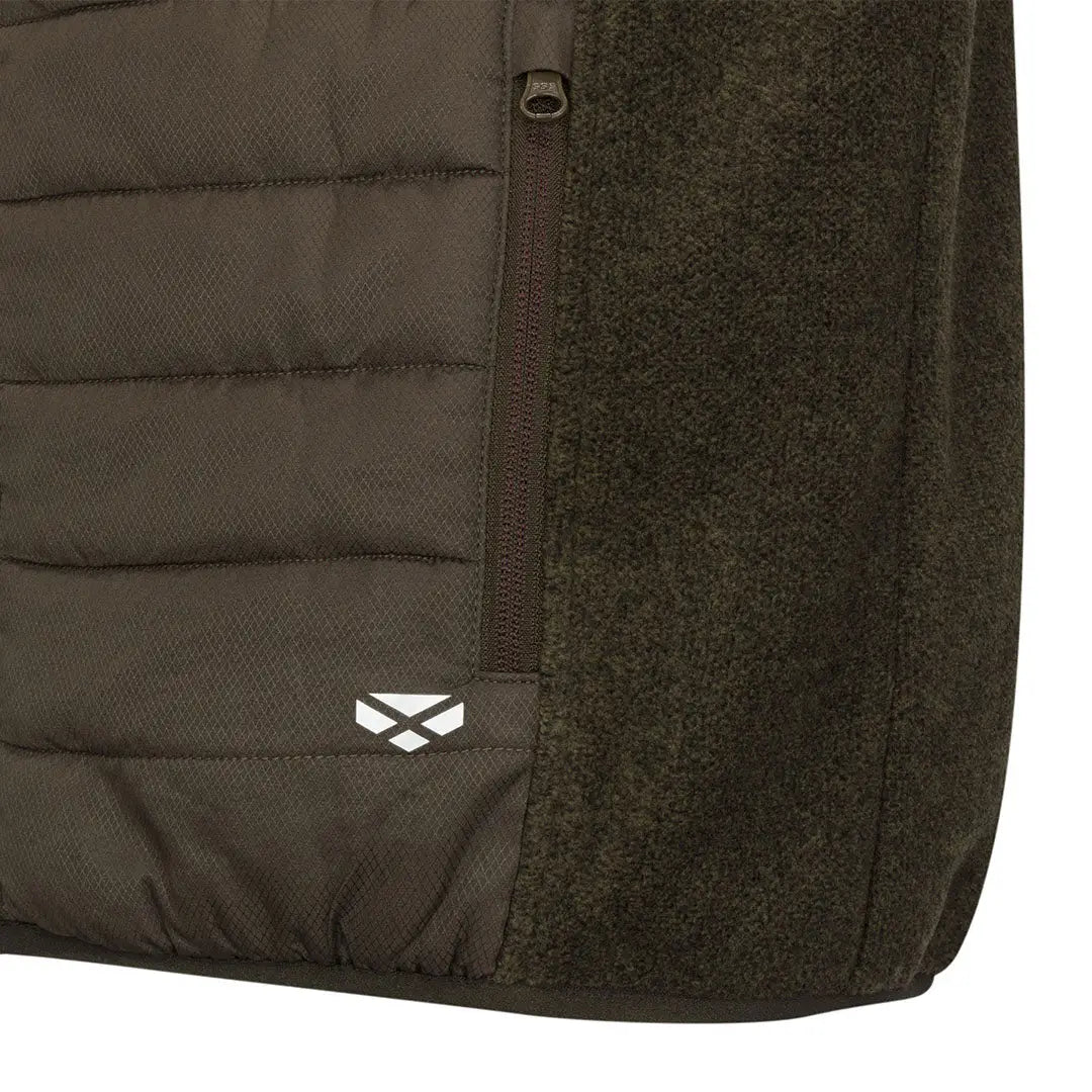 Olive green quilted fleece panel on the Hoggs of Fife Melville Hybrid Gilet