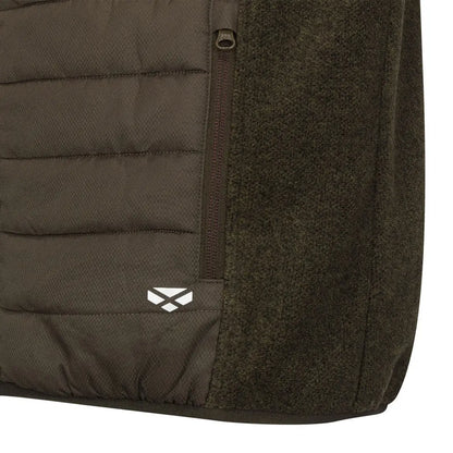 Olive green quilted fleece panel on the Hoggs of Fife Melville Hybrid Gilet