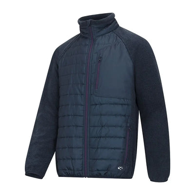 Men’s dark blue Hoggs of Fife Melville Hybrid Jacket with fleece sleeves for warmth