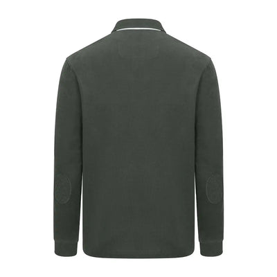 Olive green long-sleeved Hoggs of Fife Moffat Rugby Shirt for a stylish look