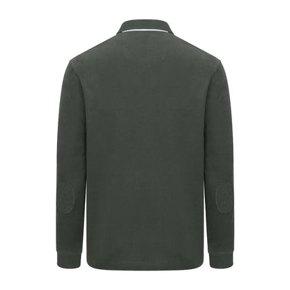 Olive green long-sleeved Hoggs of Fife Moffat Rugby Shirt for a stylish look