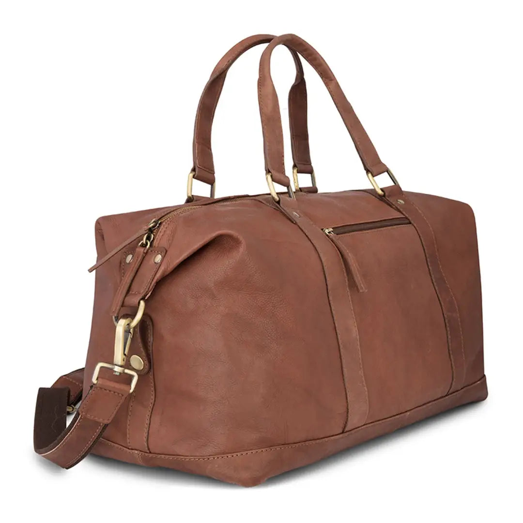 Brown leather duffel bag from Hoggs of Fife Monarch Leather Carryon Holdall collection