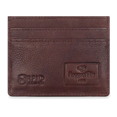 Brown leather RFID-protected monarch leather credit card holder with multiple card slots