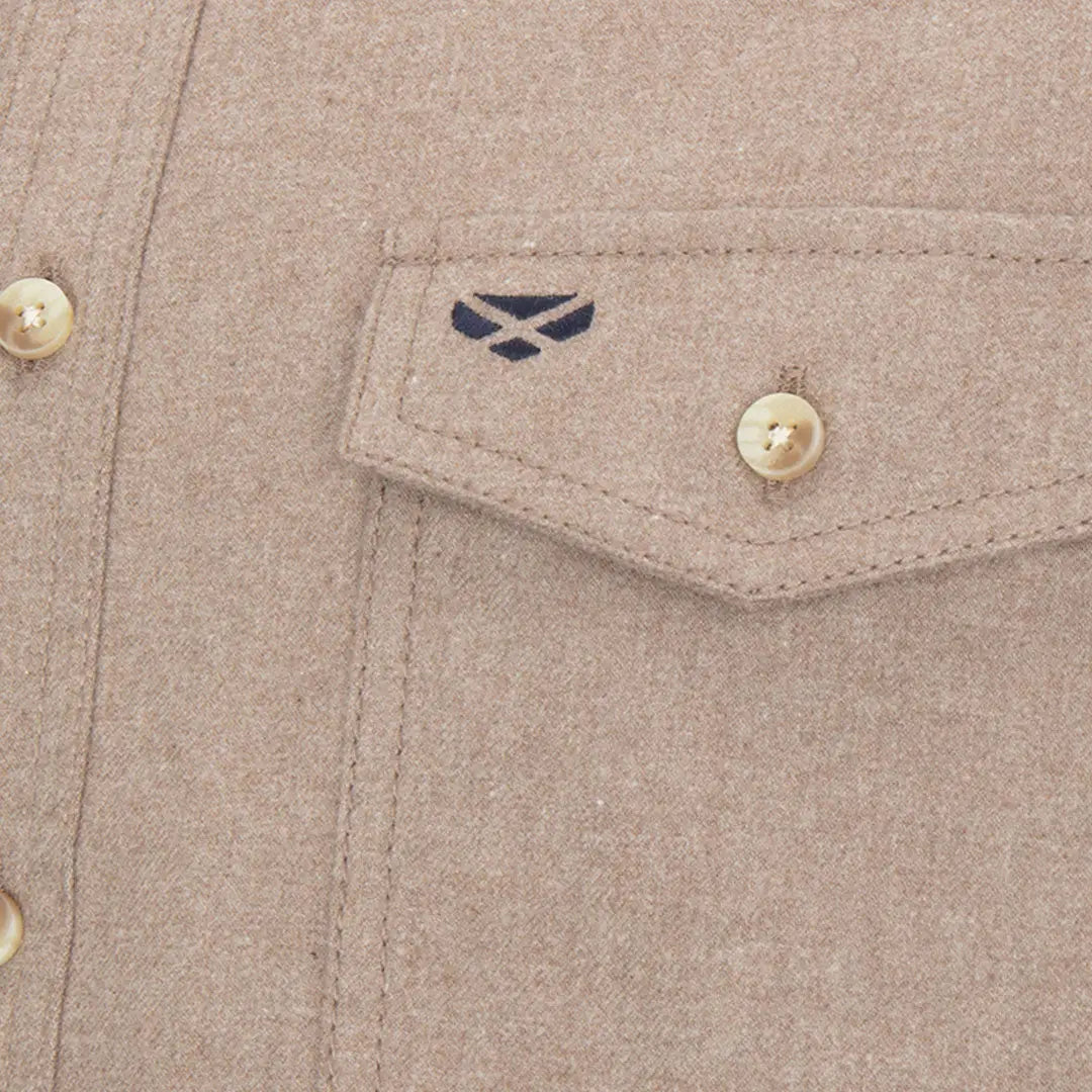 Beige Fife Moy Moleskin Shirt with buttoned pocket from Hoggs of Fife