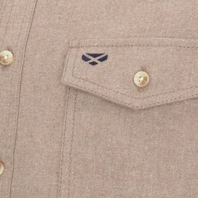 Beige Fife Moy Moleskin Shirt with buttoned pocket from Hoggs of Fife