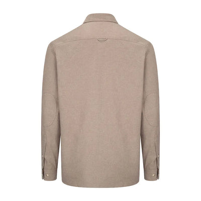 Men’s Fife Moy Moleskin Shirt in beige with elbow patches, comfy and stylish