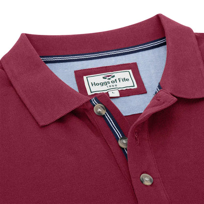 Maroon polo shirt from Hoggs of Fife Newton Pique collection, perfect for casual wear