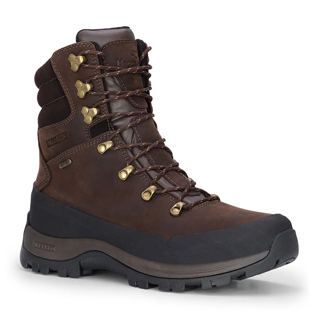 Brown leather Hoggs of Fife Orchy 8 Inch Waterproof Field Boots with dark laces