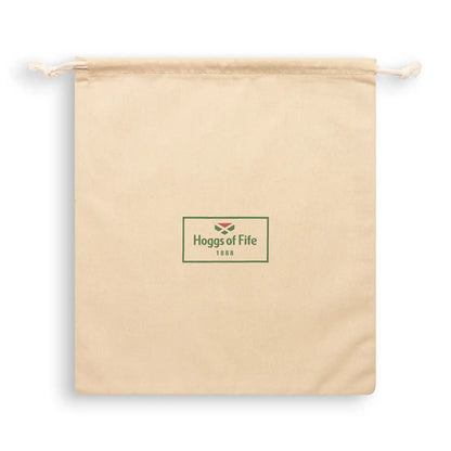 Beige drawstring bag with Hoggs of Fife logo, perfect for country clothing and outdoors