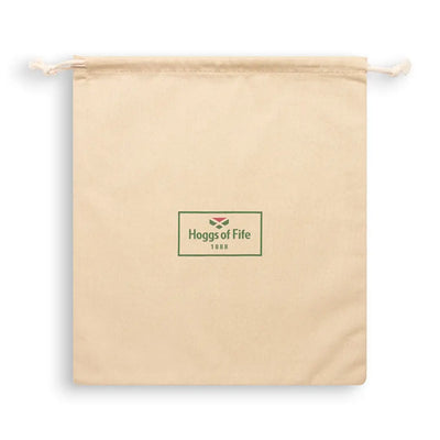 Beige drawstring bag with Hoggs of Fife logo, perfect for country clothing and outdoors