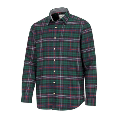 Green and purple plaid Pitscottie Flannel Shirt by Hoggs of Fife for cozy style