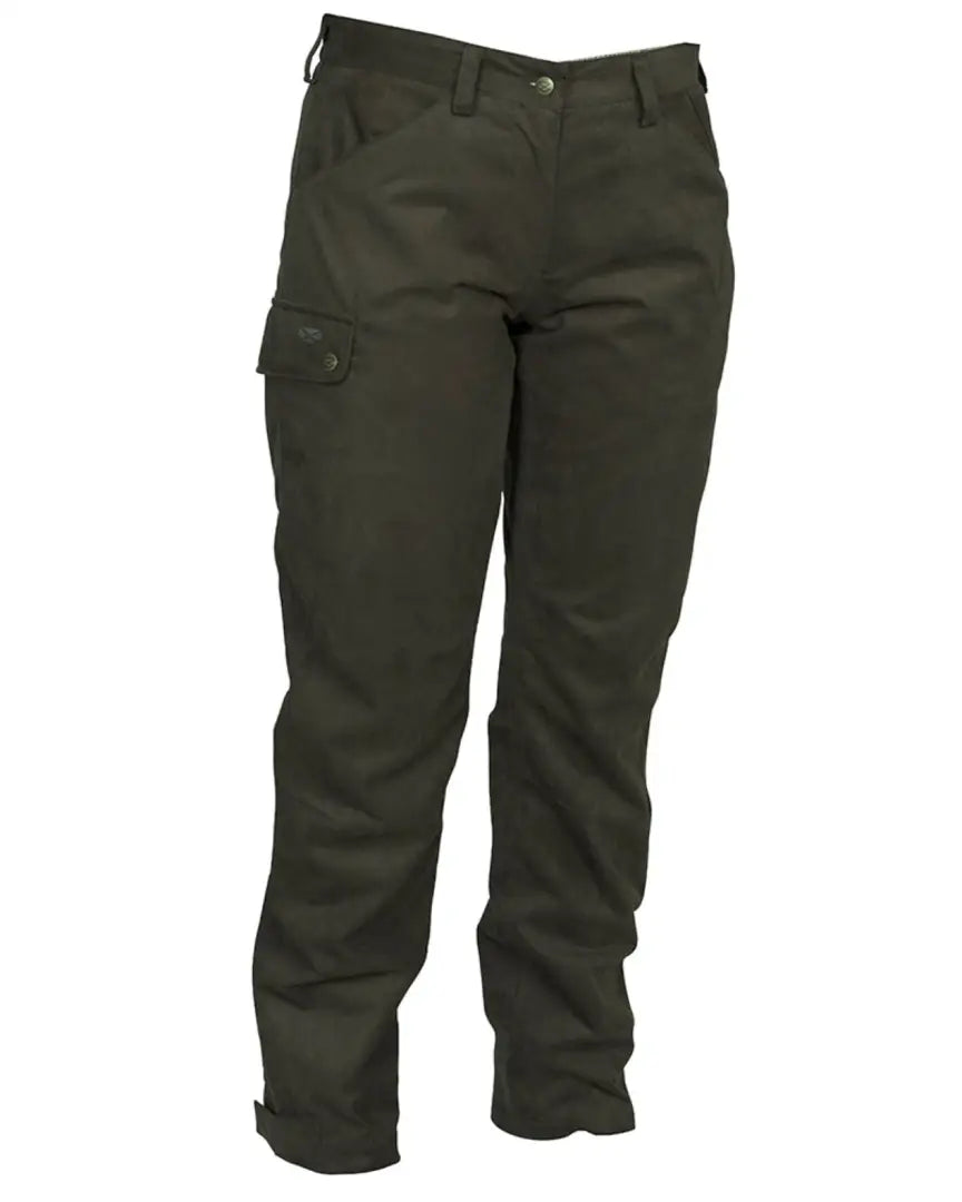 Olive green Hoggs Of Fife ladies field trousers for stylish outdoor adventures
