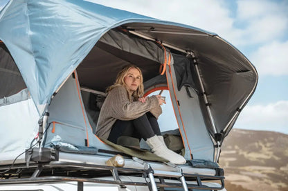 Hoggs of Fife Skye Ladies Active Thermal Leggings with outdoor roof top tent setup