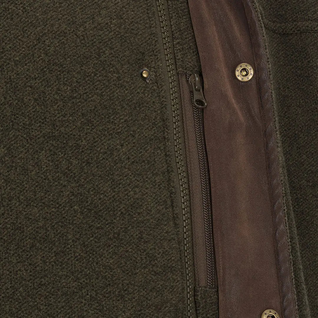 Dark green Hoggs of Fife Sportsman Pro fleece jacket with brown zipper and snap fasteners