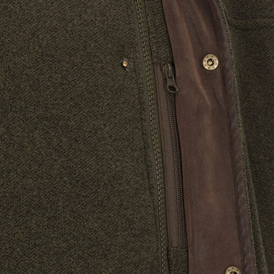Dark green Hoggs of Fife Sportsman Pro fleece jacket with brown zipper and snap fasteners