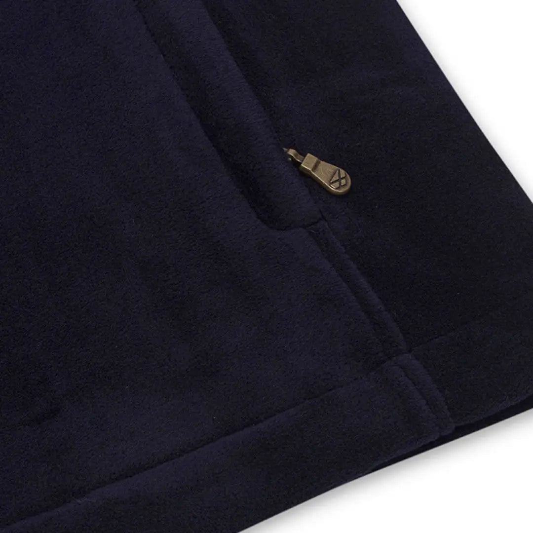 Navy blue Hoggs of Fife zip fleece with stylish gold zipper, perfect for country clothing