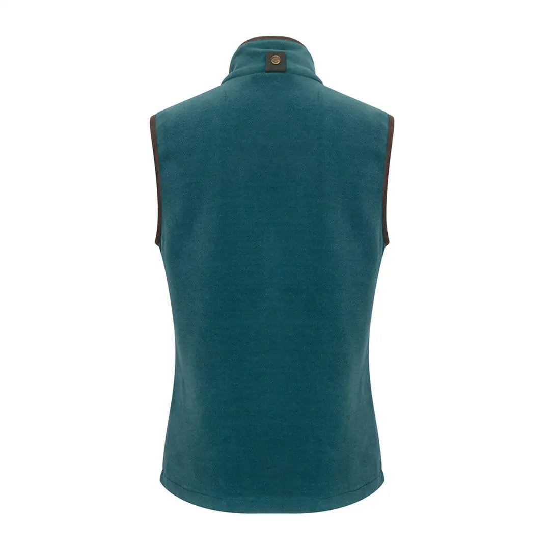 Teal fleece vest with brown trim from Hoggs of Fife Stenton Ladies Fleece Gilet featuring hollow fibre Stenton and classy textured faux design