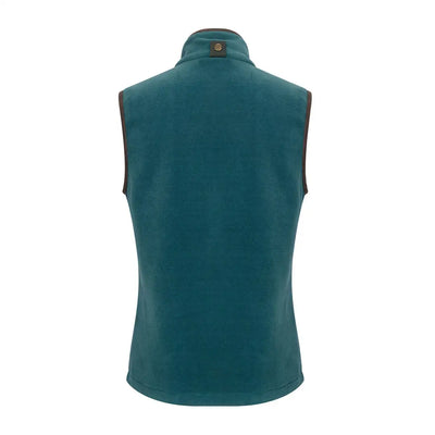Teal fleece vest with brown trim from Hoggs of Fife Stenton Ladies Fleece Gilet featuring hollow fibre Stenton and classy textured faux design