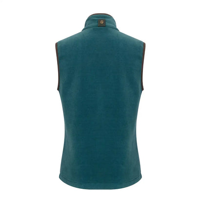 Teal fleece vest with brown trim from Hoggs of Fife Stenton Ladies Fleece Gilet featuring hollow fibre Stenton and classy textured faux design