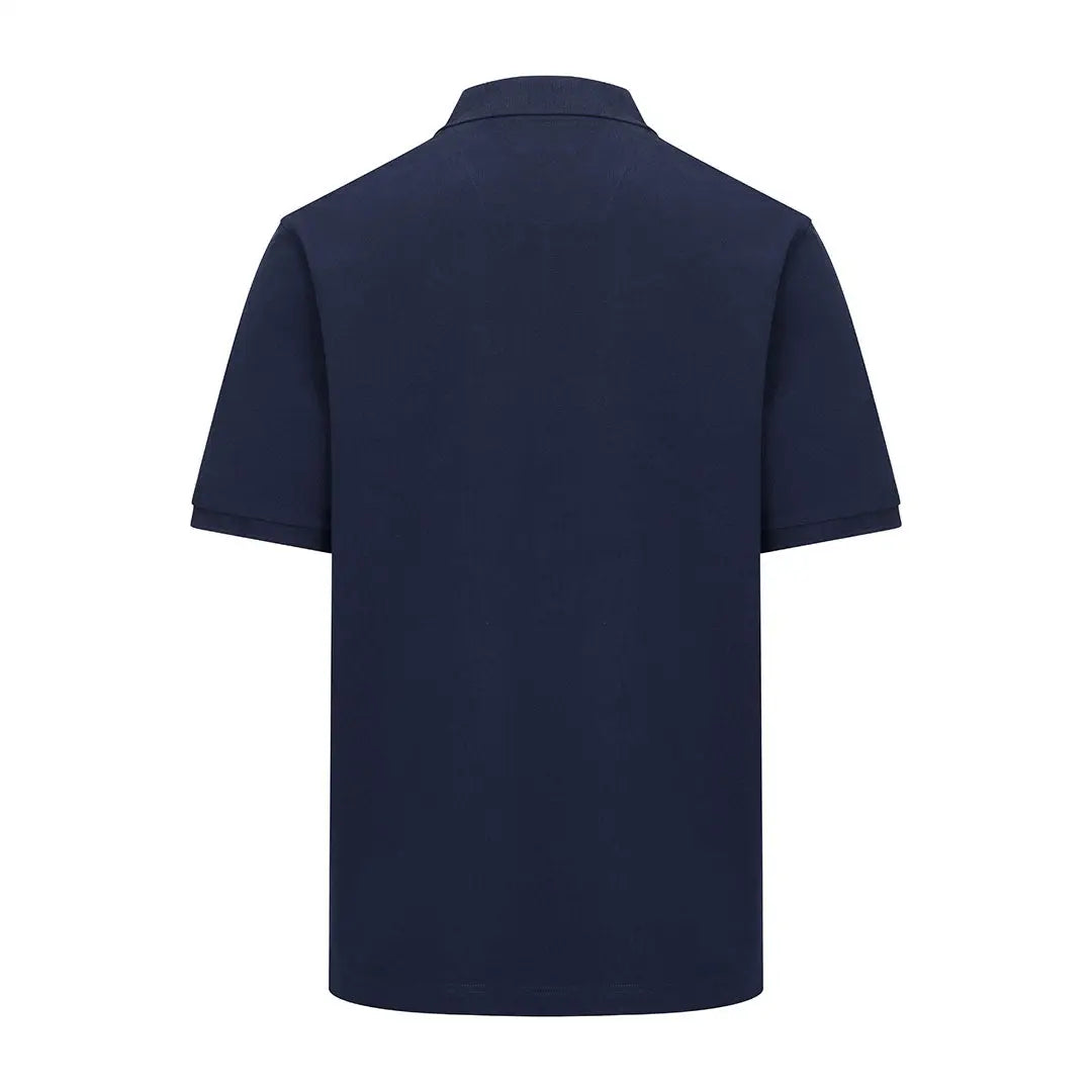 Navy blue polo shirt from Hoggs of Fife Stewart Block Pique collection