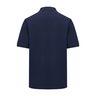 Navy blue polo shirt from Hoggs of Fife Stewart Block Pique collection