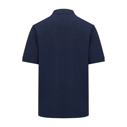 Navy blue polo shirt from Hoggs of Fife Stewart Block Pique collection