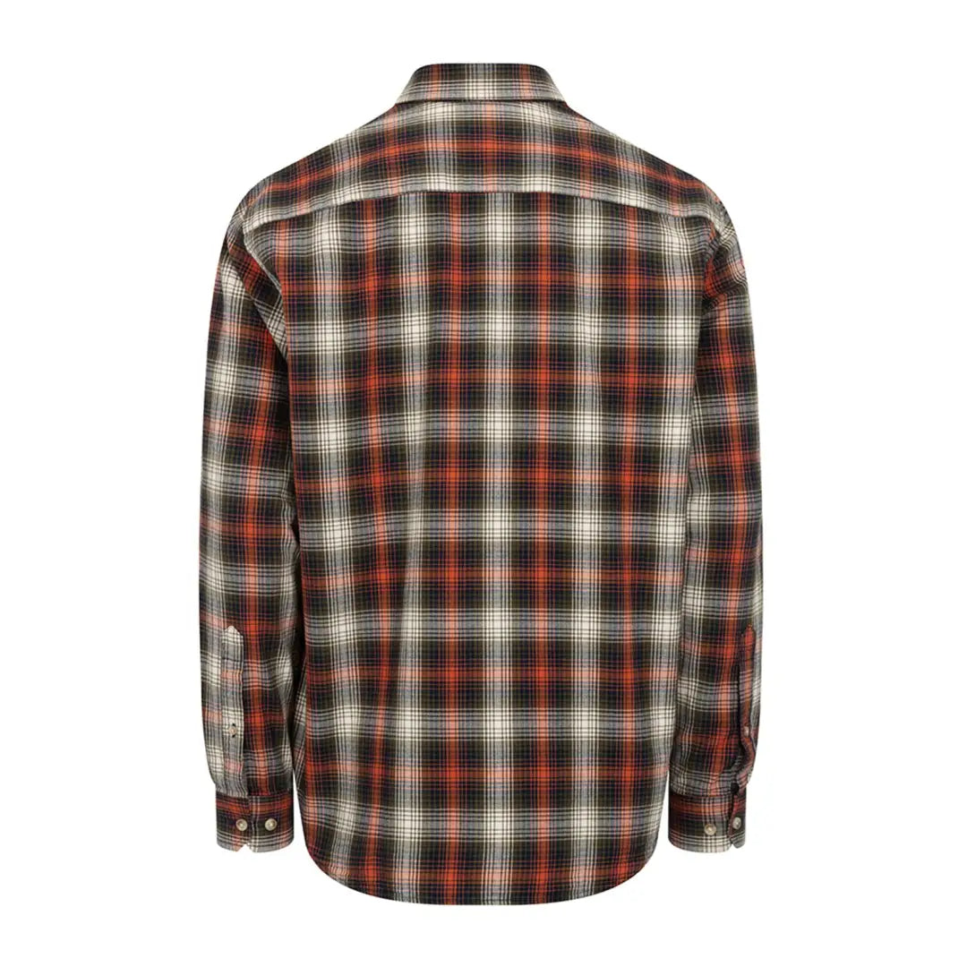 Plaid Tiree Shirt in red, black, and white, made of lightly brushed cotton