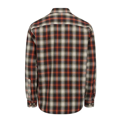 Plaid Tiree Shirt in red, black, and white, made of lightly brushed cotton