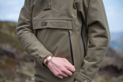 Olive green Hoggs of Fife Torness Trilaminate Waterproof Smock with black accents and zippers