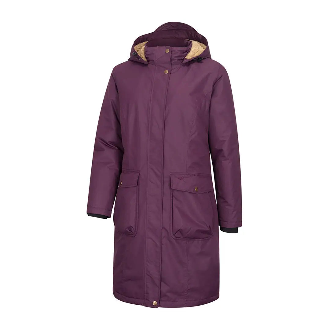 Hoggs of Fife Walker Ladies Long Coat in purple, best country clothing for winter