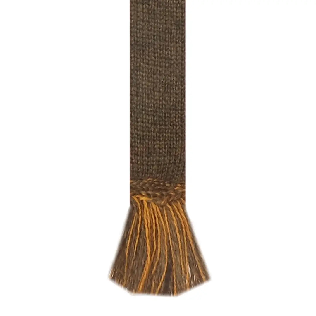 Knitted brown and gold scarf with fringed ends from House of Cheviot Garter Ties