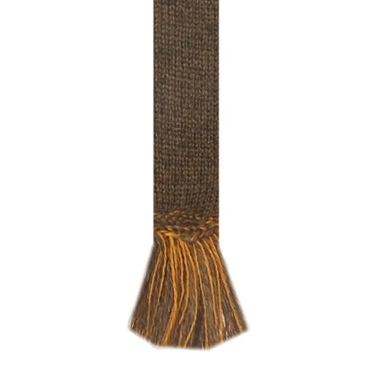 Knitted brown and gold scarf with fringed ends from House of Cheviot Garter Ties