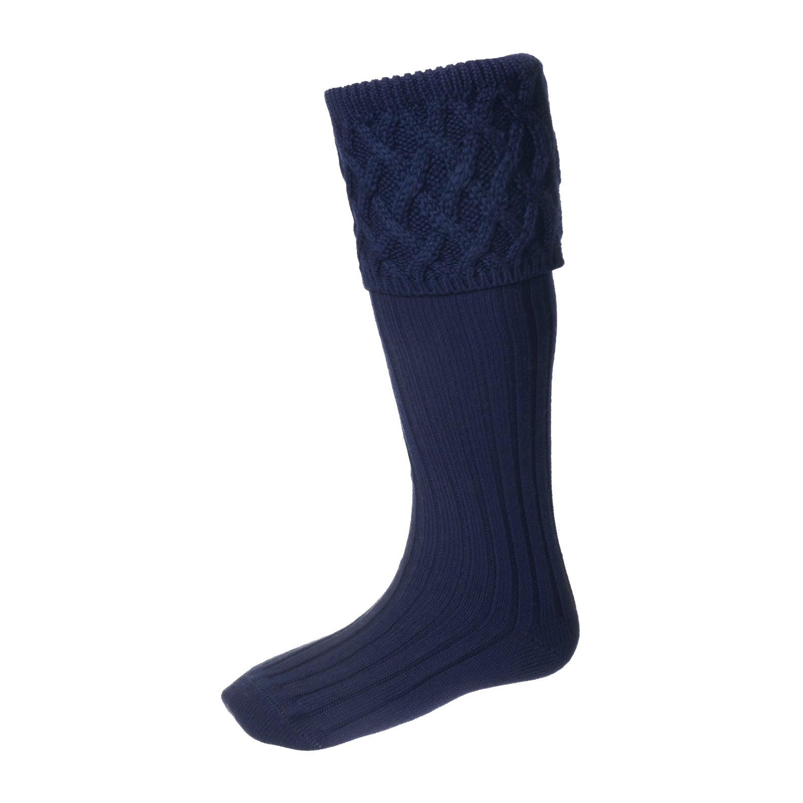 Navy blue Kilt hose from House of Cheviot Rannoch Socks made with comfy merino wool