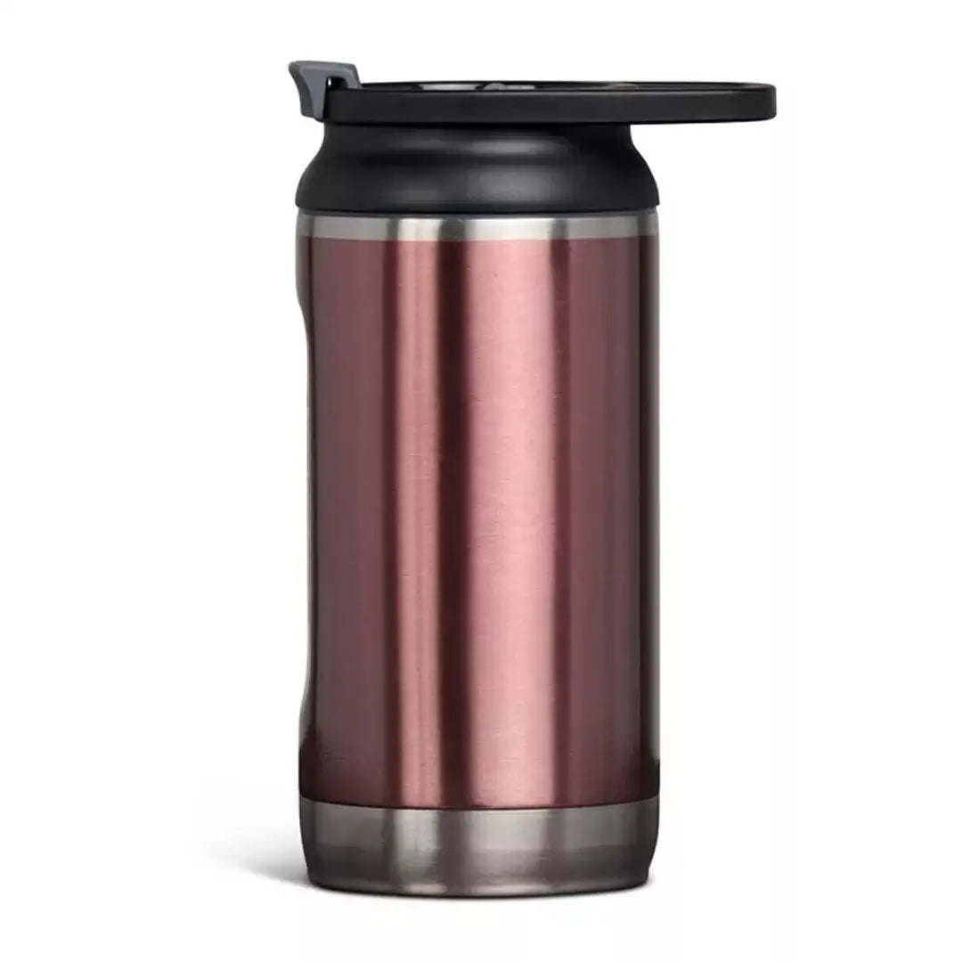Metallic rose gold Igloo Tumbler 12oz with a sleek black lid for on-the-go sipping