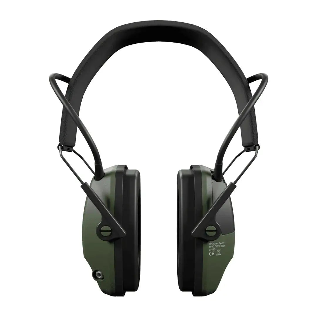 Olive green ISOTunes Sport Defy Slim Basic Earmuffs for comfortable hearing protection