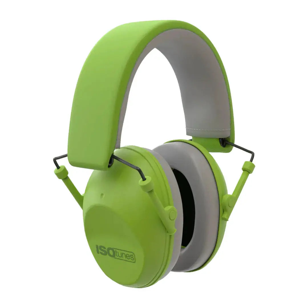 Isotunes Sport Junior green ear defender headphones with foam padding