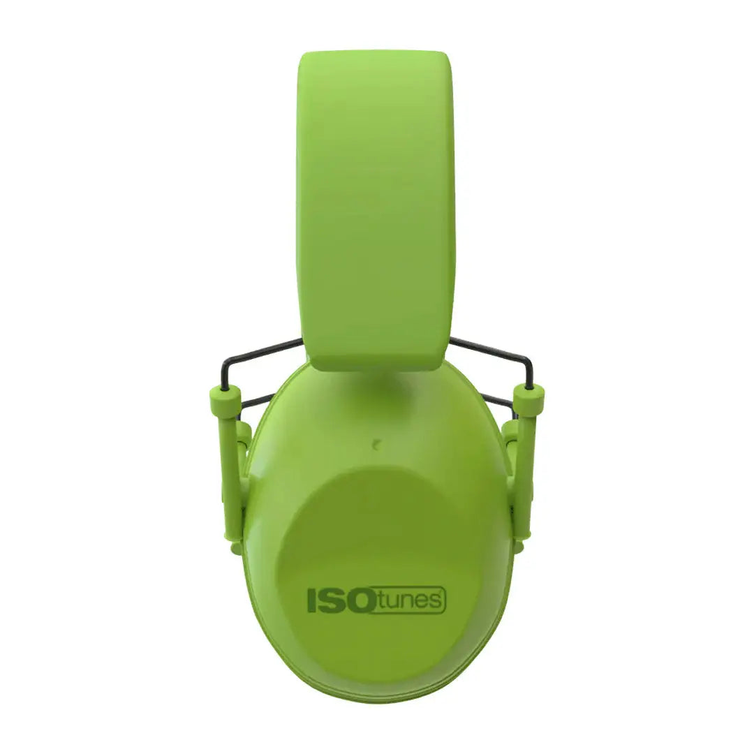 Lime green isotunes sport junior ear muffs with adjustable headband