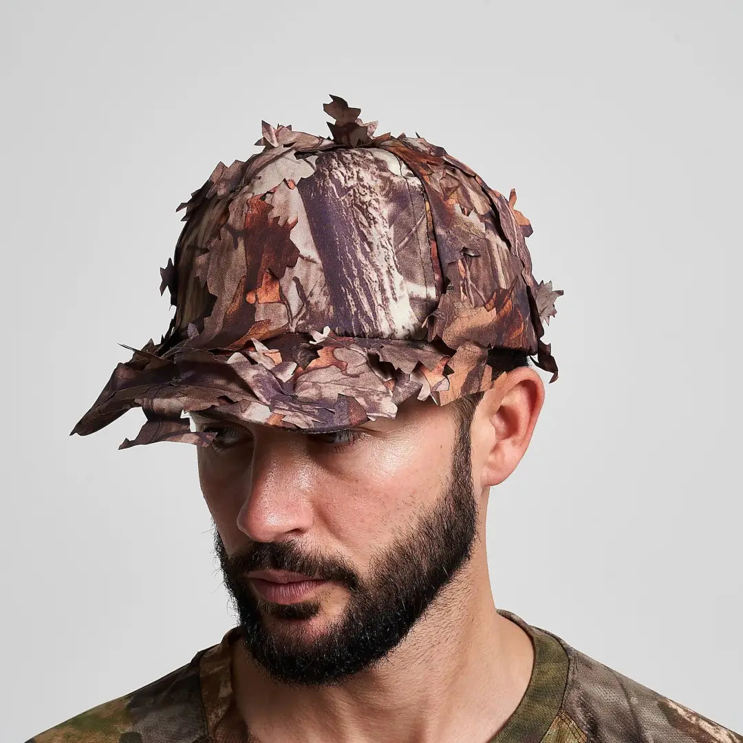 Jack Pyke 3D Leafy Baseball Hat in brown tan camo