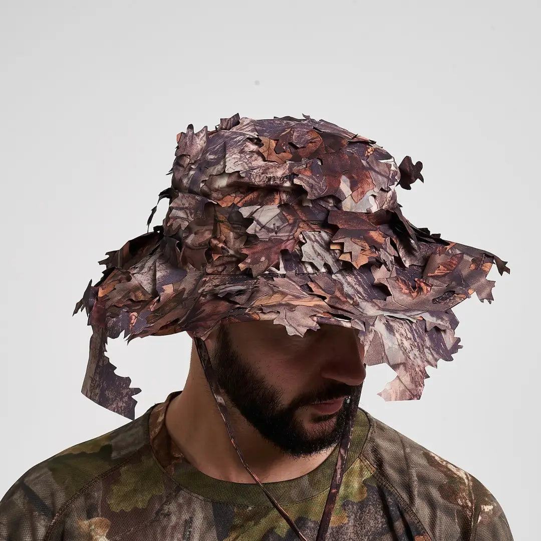 Jack Pyke 3D Leafy Bush Hat in earthy camo greens and browns