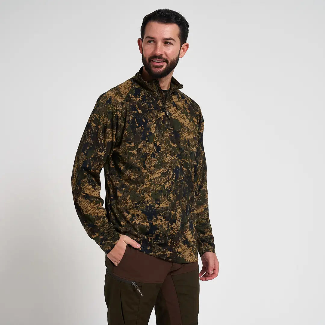 Jack Pyke Armour long-sleeved top in olive green camo for fieldsports activity