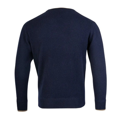 Navy blue long-sleeved Jack Pyke Ashcombe lambswool crewknit pullover