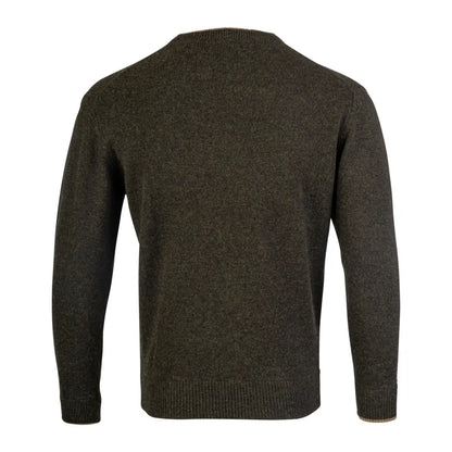 Dark green Jack Pyke Ashcombe lambswool crewneck sweater with long sleeves