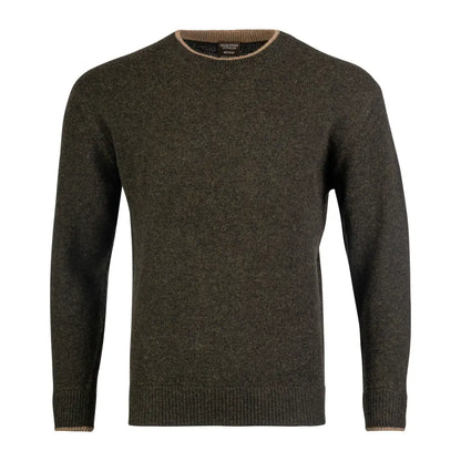 Dark green Jack Pyke Ashcombe crewknit pullover, 100% lambswool, with long sleeves
